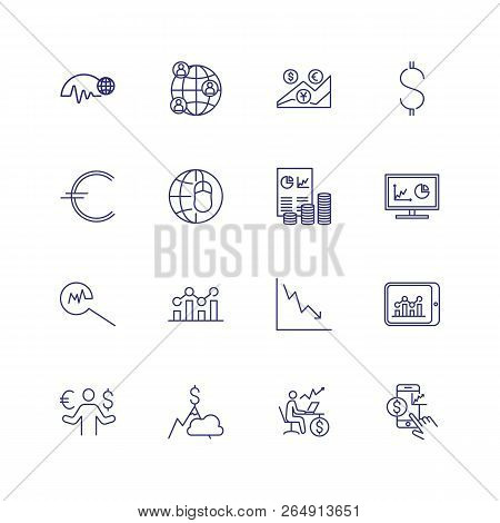 Financial Analysis Line Icon Set. Financier, Broker, Expert. Business Concept. Can Be Used For Topic