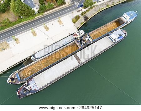 View Of Barges In Viry-chatillon, Essonne, Ile-de-france, France