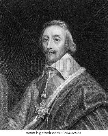 Kardinaal de Richelieu (1585-1642). Gegraveerd door T.Woolnoth en gepubliceerd in Imperial woordenboek Unive