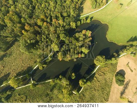 Lake In Autumn, Chamarande, Essonne, Ile-de-france, France