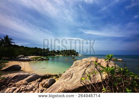 Wonderful Beach And Blue Sky At Bintan Island Indonesia