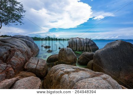 Wonderful Beach And Blue Sky At Bintan Island Indonesia