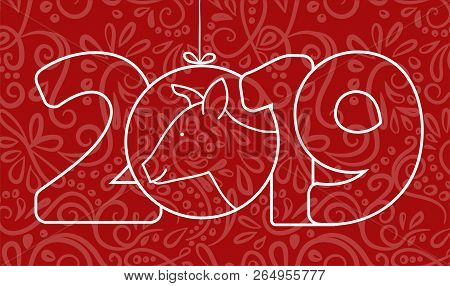 Red Paper Cut Pig Zodiac And Money Sign Isolate On White Background Vector Design