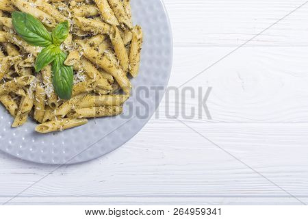 Italian Penne Pasta With Sauce Pesto