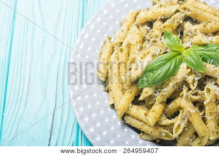 Italian Penne Pasta With Sauce Pesto