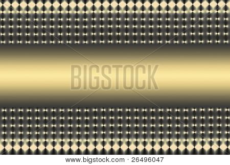 Abstracte illustratie van twee secties van gouden grijs en zwarte mesh op een horizontale as met een curv