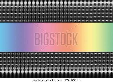 Abstracte illustratie van zilver en zwart gaas op een horizontale as met een zachte regenboog spectrum cen