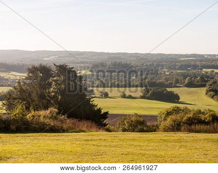 Beautiful Landscape Country Green Grass Lush Hills Clouds Sky England
