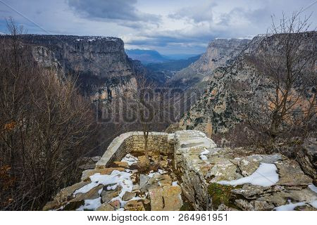 Beautiful Winter Landscape In Mountains Of Zagorohoria, Greece