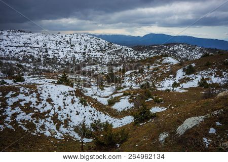 Beautiful Winter Landscape In Mountains Of Zagorohoria, Greece