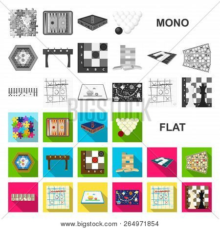 Board Game Flat Icons In Set Collection For Design. Game And Entertainment Vector Symbol Stock Web I