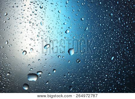 Abstract Water Drop Blue Light Spot Background Close Up