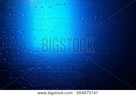 Abstract Water Drop Blue Light Spot Background Close Up