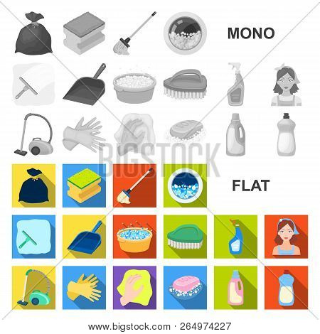 Cleaning And Maid Flat Icons In Set Collection For Design. Equipment For Cleaning Vector Symbol Stoc