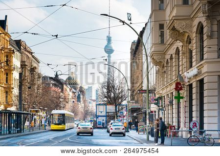BERLIN, GERMANY- March 11, 2018 : Tv tower or Fersehturm. BERLIN, Germany.