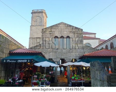 Santiago De Compostela, Spain - February 02, 2018: Mercado De Abastos Market, Santiago De Compostela