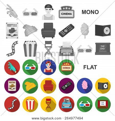 Films And Cinema Flat Icons In Set Collection For Design.movies And Attributes Vector Symbol Stock W