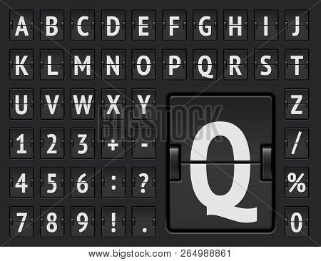 Black Airport Terminal Mechanical Scoreboard Bold Font With Numbers For Departure Information And Ti