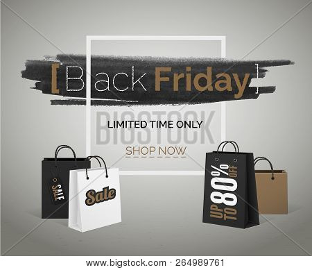 Black Friday Sale Vector Banner For Web Discounts Hipster Advertisement.