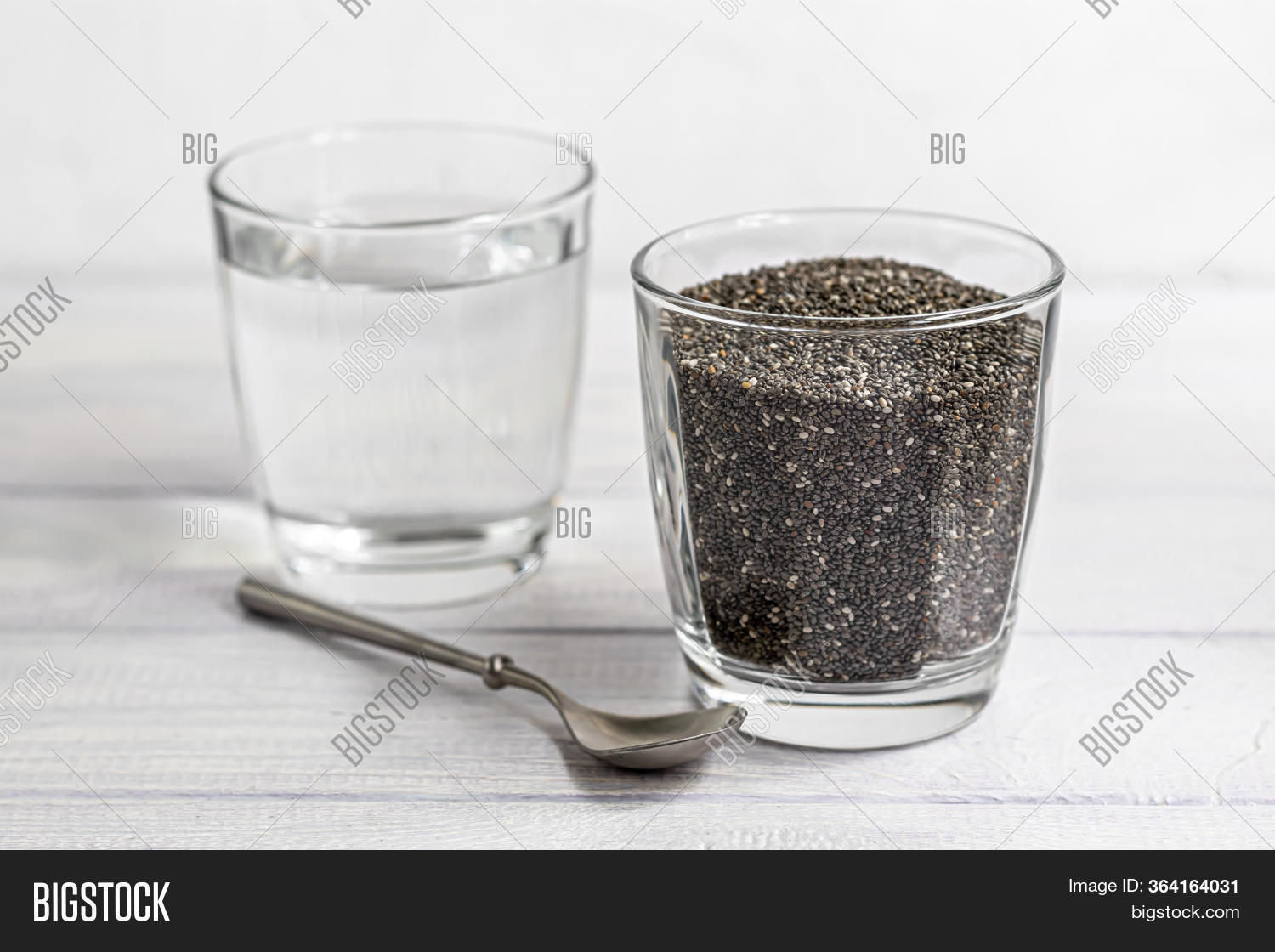 Chia seeds in a glass bowl