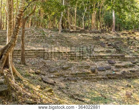 Overgrown Stone Stairs - Sambor Prei Kuk, Cambodia