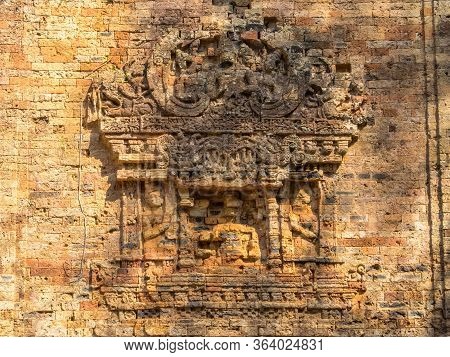 Flying Palace On The Brick Wall Of The Octagonal Tower In Prasat Sambor - Sambor Prei Kuk, Cambodia