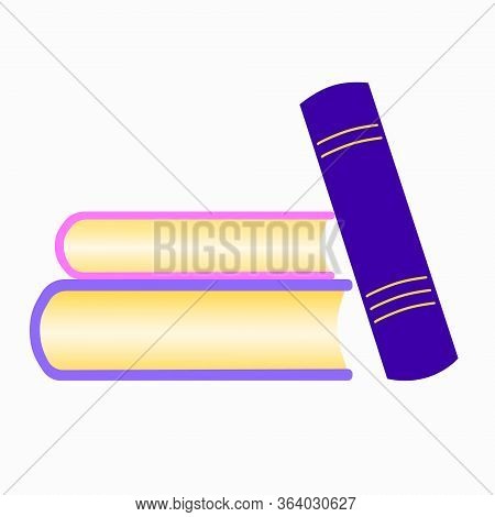 A Stack Of Books. Two Books Are Lying And One Is Standing. The Concept Of Study And Knowledge. Stock