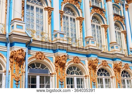 Fragment Of Catherine Palace In A Town Of Tsarskoye Selo (pushkin) Near Saint Petersburg, Russia