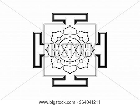 Hinduism Bhuvaneshwari Yantra Prakriti Sacred Diagram, 6 Pointed Star. Yantra Dasa Mahavidya Sacred 