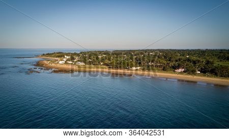 Beautiful And Warm Beach At Sunset On An Island, France, West Coast