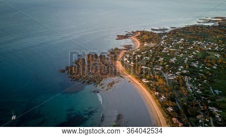 Beautiful And Warm Beach At Sunset On An Island, France, West Coast
