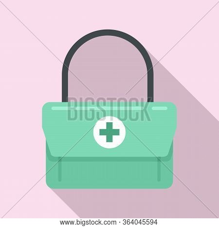First Aid Kit Bag Icon. Flat Illustration Of First Aid Kit Bag Vector Icon For Web Design