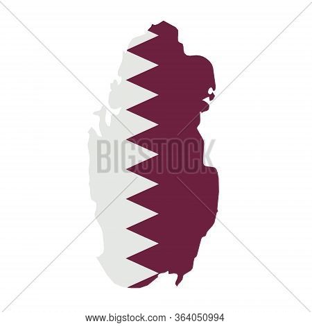 Qatar Flag Map. Country Outline With National Flag