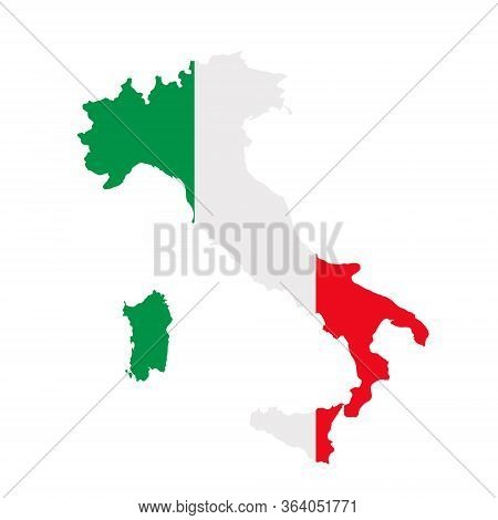 Italy Flag Map. Country Outline With National Flag