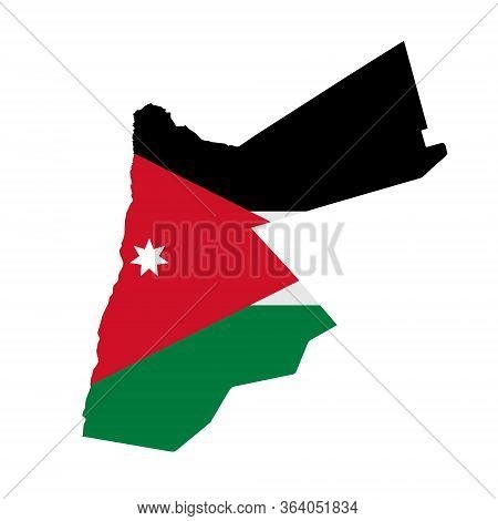 Jordan Flag Map. Country Outline With National Flag