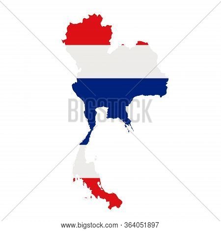 Thailand Flag Map. Country Outline With National Flag