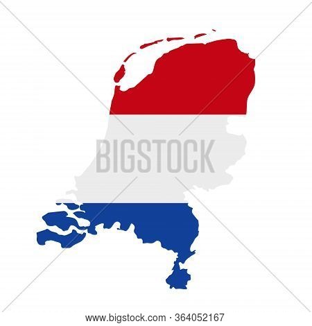 Netherlands Flag Map. Country Outline With National Flag