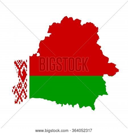Belarus Flag Map. Country Outline With National Flag