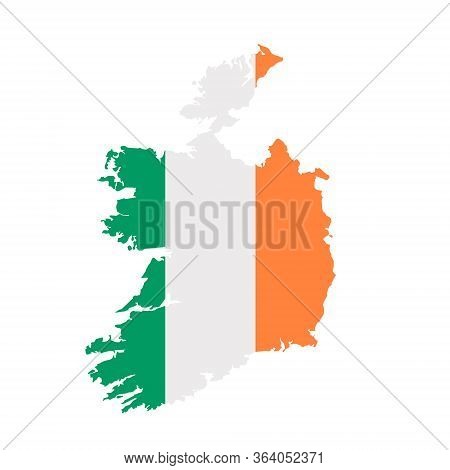 Ireland Flag Map. Country Outline With National Flag