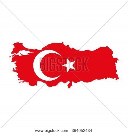 Turkey Flag Map. Country Outline With National Flag