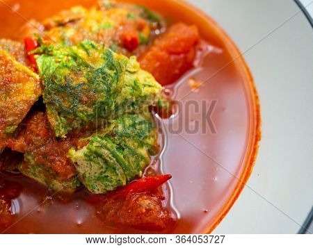 Thai Food Name Sour Curry With\ncha Om Egg Taste Sweet, Salty, Sour And Spicy Mixture Of Paprika, Pa
