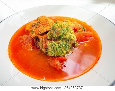 Thai Food Name Sour Curry With\ncha Om Egg Taste Sweet, Salty, Sour And Spicy Mixture Of Paprika, Pa