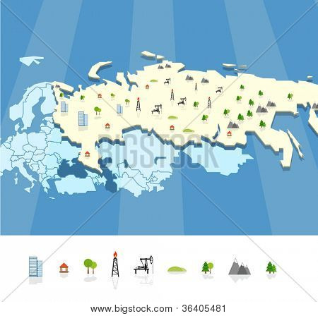 Šablona mapa Rusko zdrojů