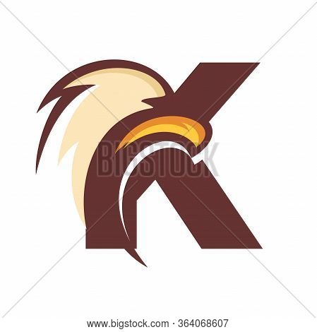 Strong And Bold Illustration Logo Design Initial K Combine With Eagle Head.