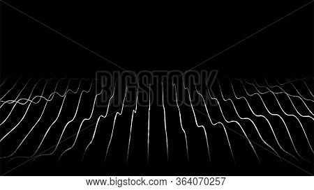 Vector Abstract Futuristic Background. Big Data Visualization. Dynamic Wave Of Particles.