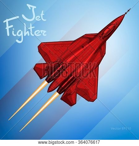 The Newest Russian Jet Fighter Aircraft. Vector Draw