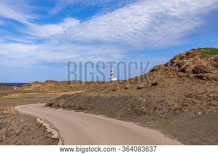 Scenic Road Leading To The Lighthouse (faro De Favaritx) On The Island Of Menorca, Balearic Islands,