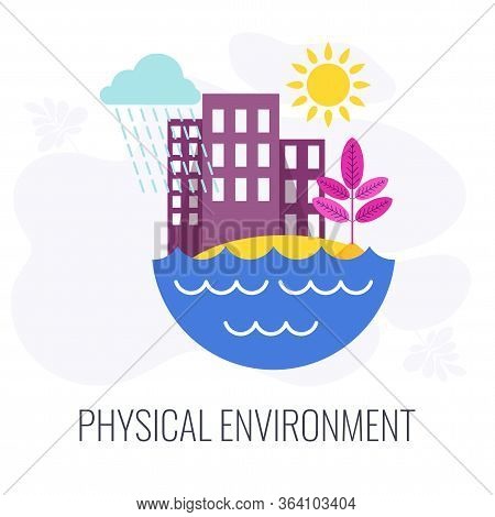 Physical Environment Infographics Pictogram. 7 Ps Marketing Mix. Flat Vector Illustration. Strategy 