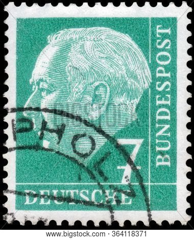 Saint Petersburg, Russia - April 21, 2020: Postage Stamp Printed In The Federal Republic Of Germany 