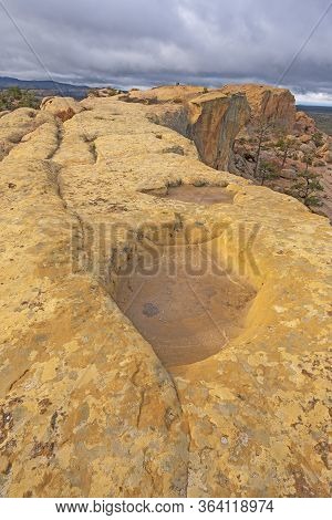 Sandstone Bluff Reaching To The Sky In El Malpais National Monument In New Mexico